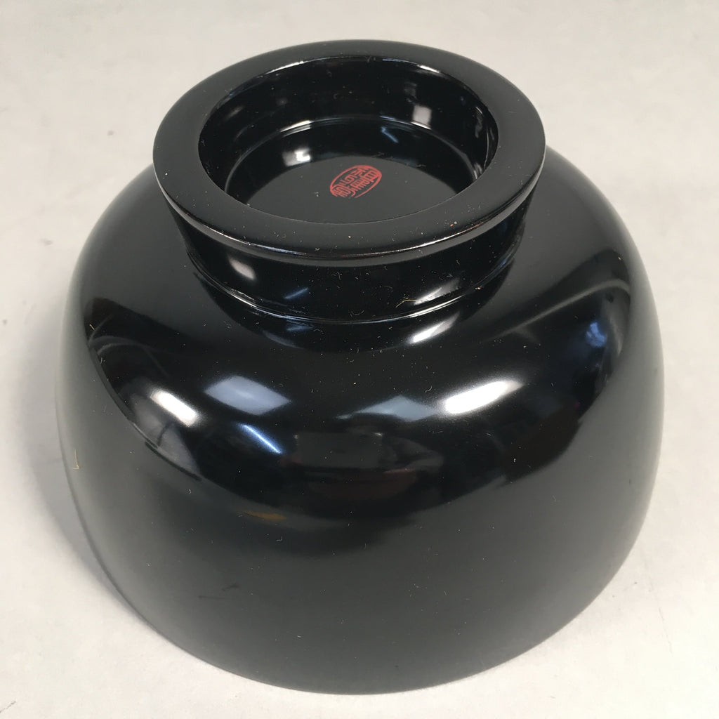 Japanese Lacquer Bowl Vtg Wood Black Red Rice Soup Signed UR473