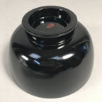 Japanese Lacquer Bowl Vtg Wood Black Red Rice Soup Signed UR473