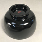 Japanese Lacquer Bowl Vtg Wood Black Red Rice Soup Signed UR473