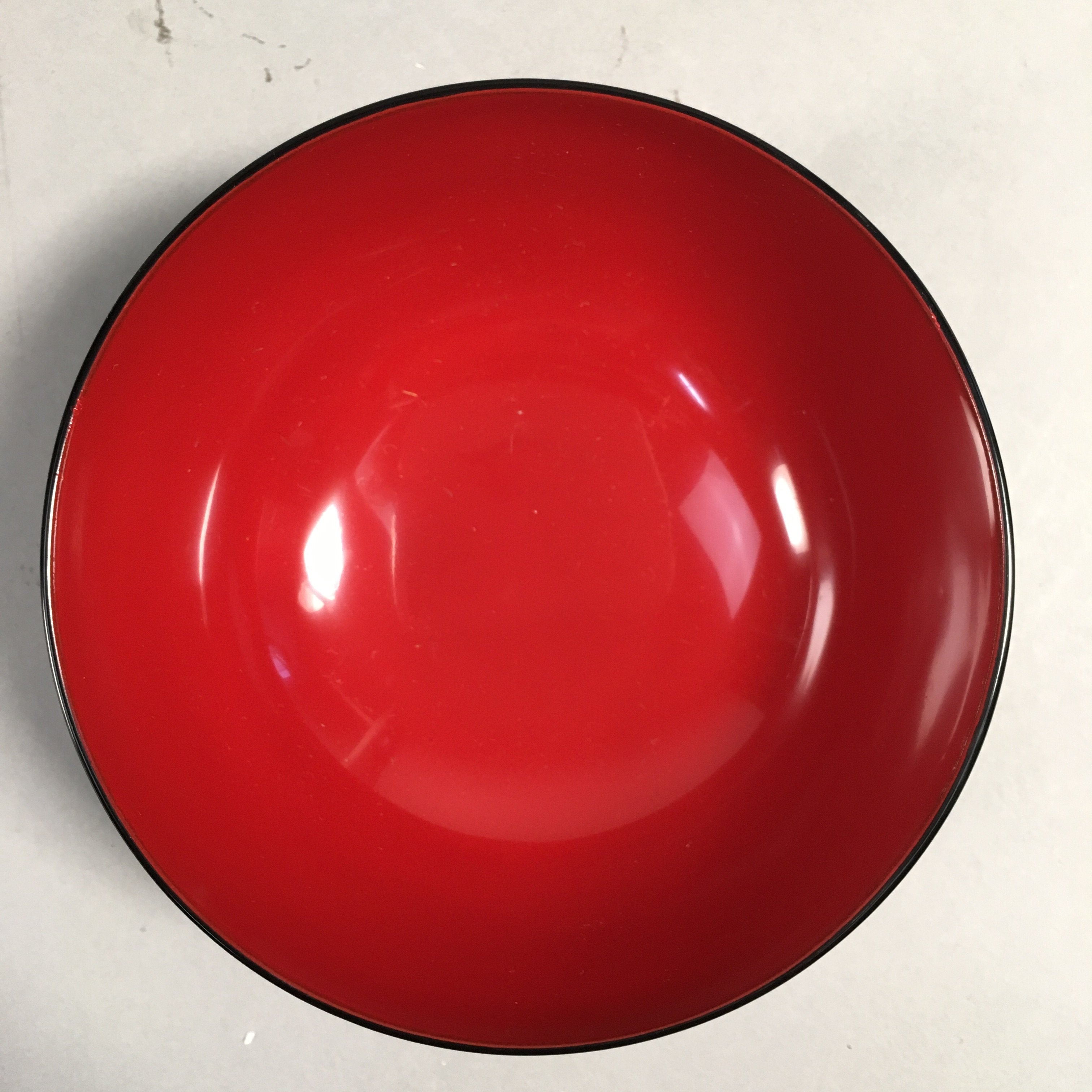 Japanese Lacquer Bowl Vtg Wood Black Red Rice Soup Signed UR473