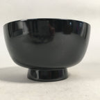 Japanese Lacquer Bowl Vtg Wood Black Red Rice Soup Signed UR473