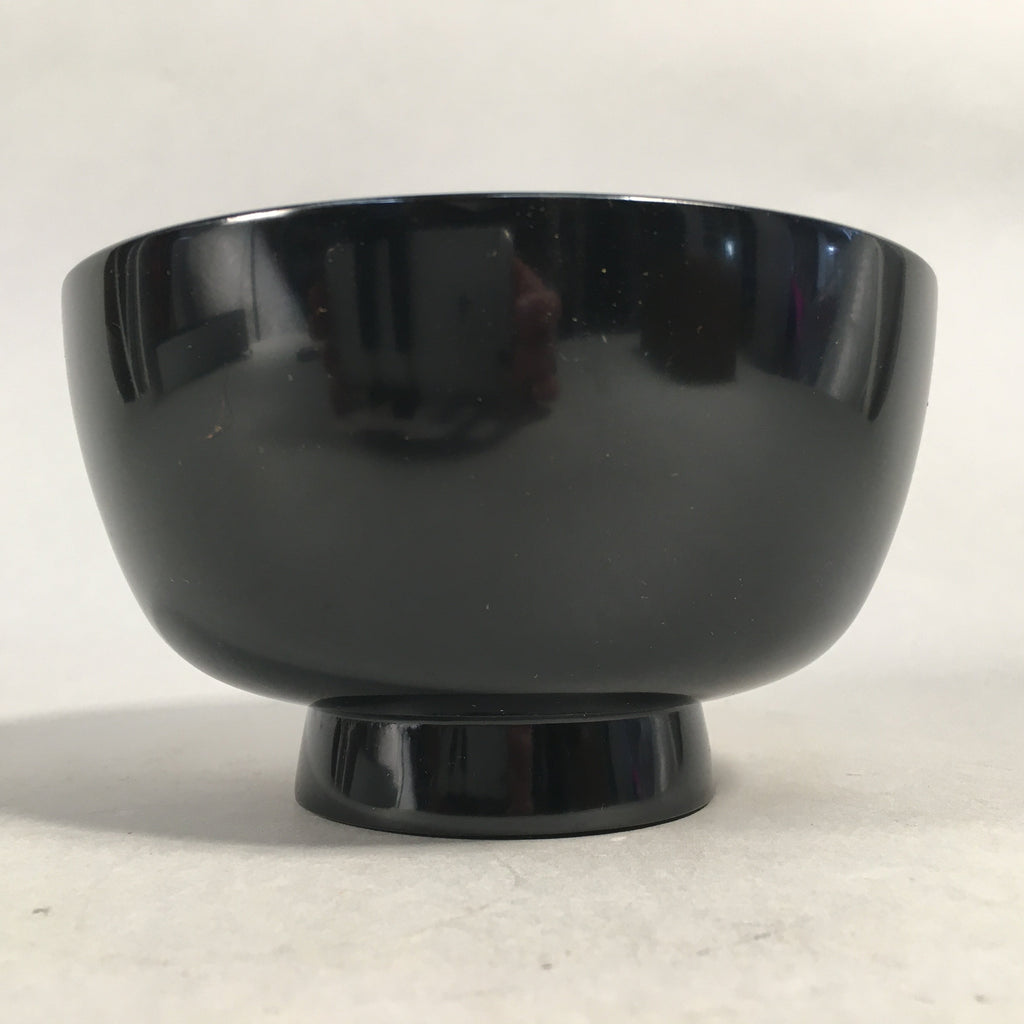Japanese Lacquer Bowl Vtg Wood Black Red Rice Soup Signed UR473