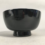 Japanese Lacquer Bowl Vtg Wood Black Red Rice Soup Signed UR473