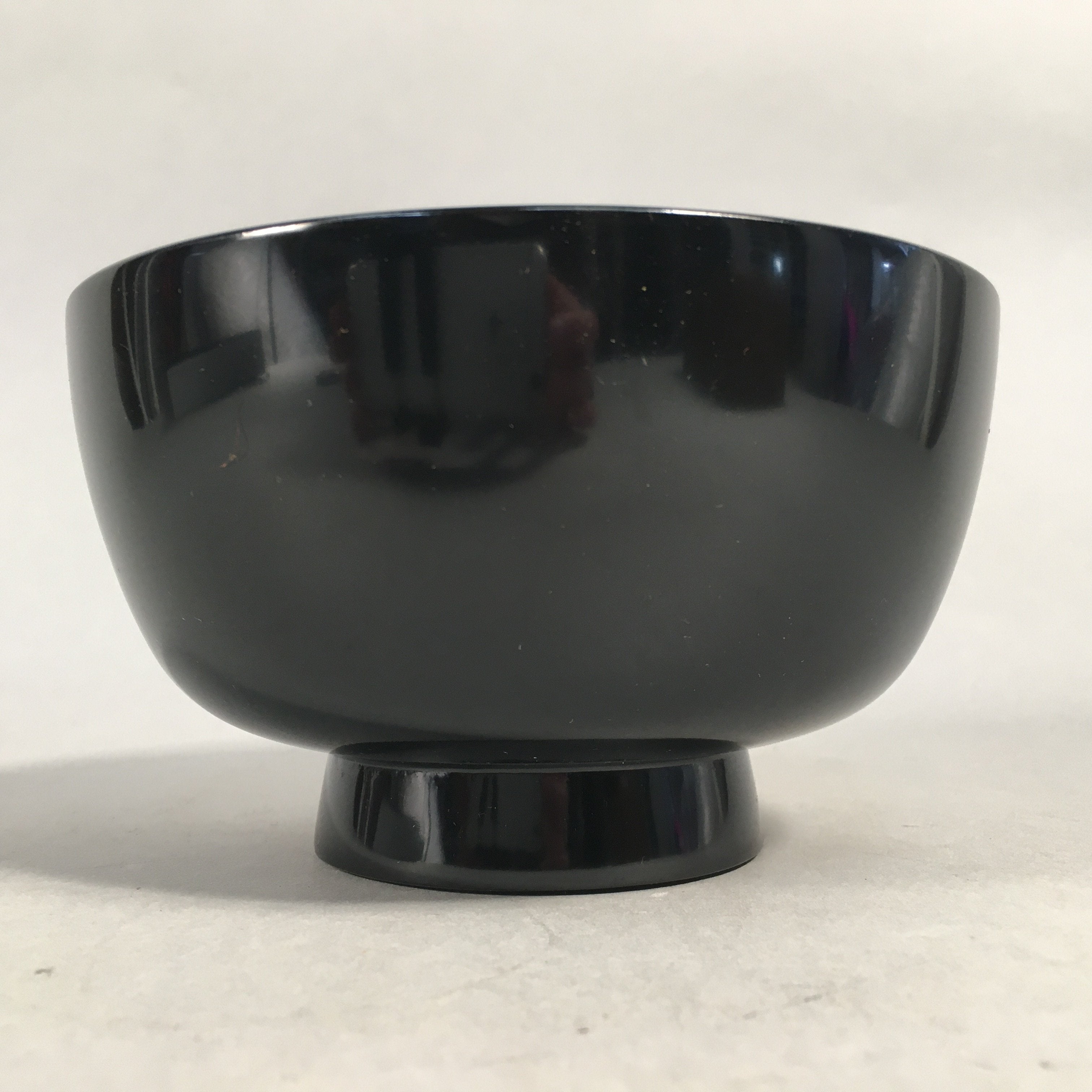 Japanese Lacquer Bowl Vtg Wood Black Red Rice Soup Signed UR473