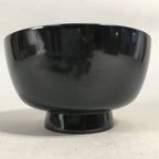 Japanese Lacquer Bowl Vtg Wood Black Red Rice Soup Signed UR473
