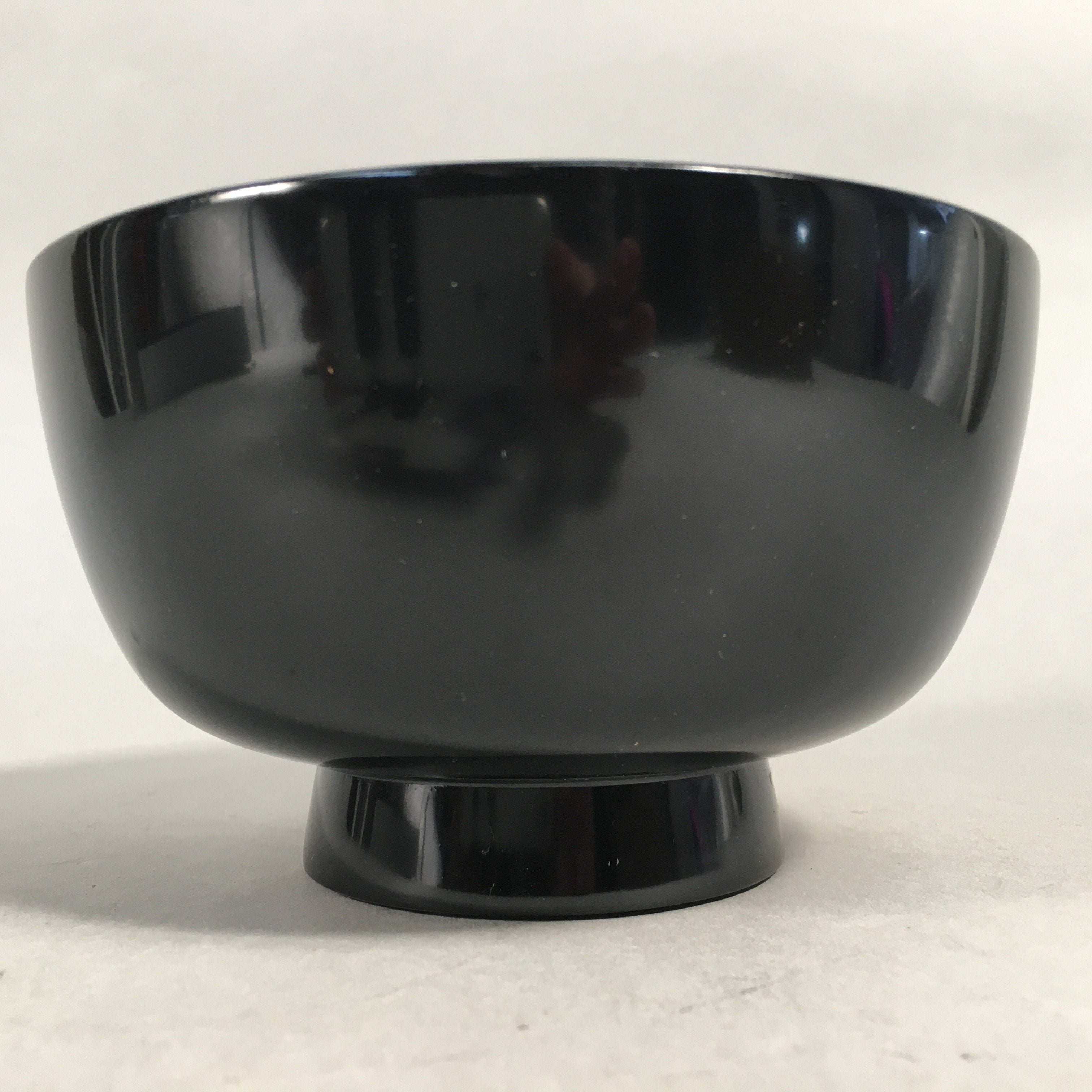 Japanese Lacquer Bowl Vtg Wood Black Red Rice Soup Signed UR473