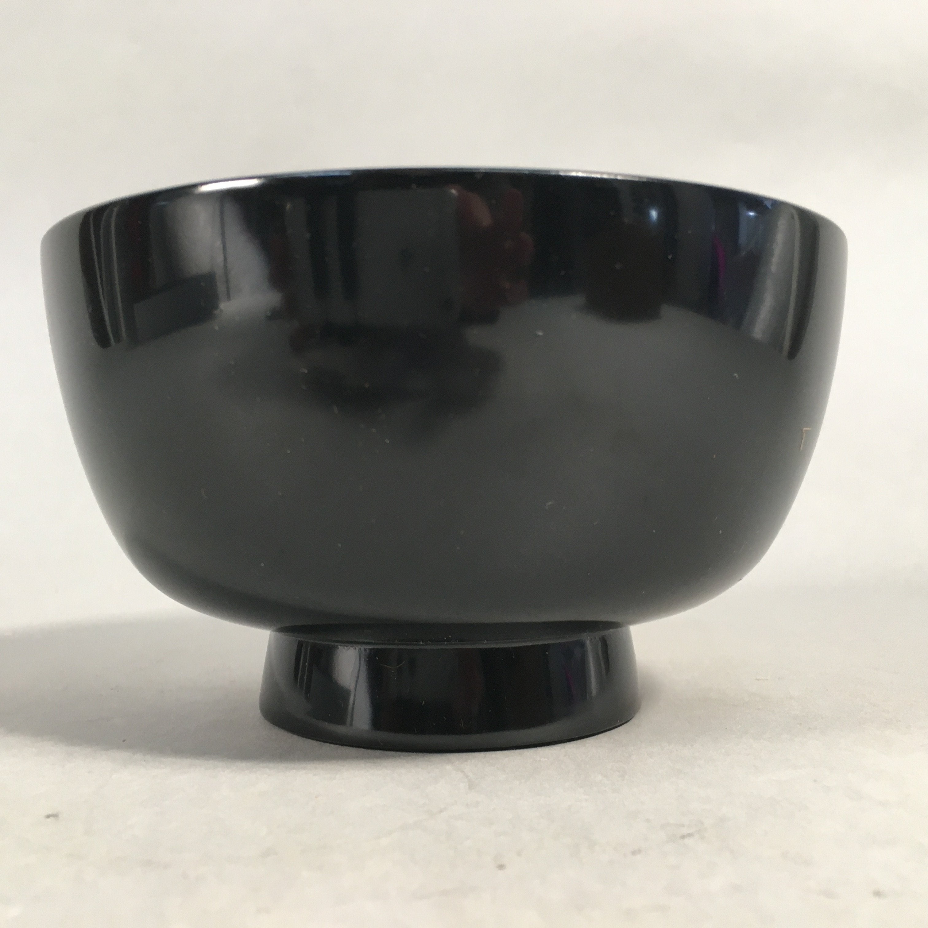 Japanese Lacquer Bowl Vtg Wood Black Red Rice Soup Signed UR473