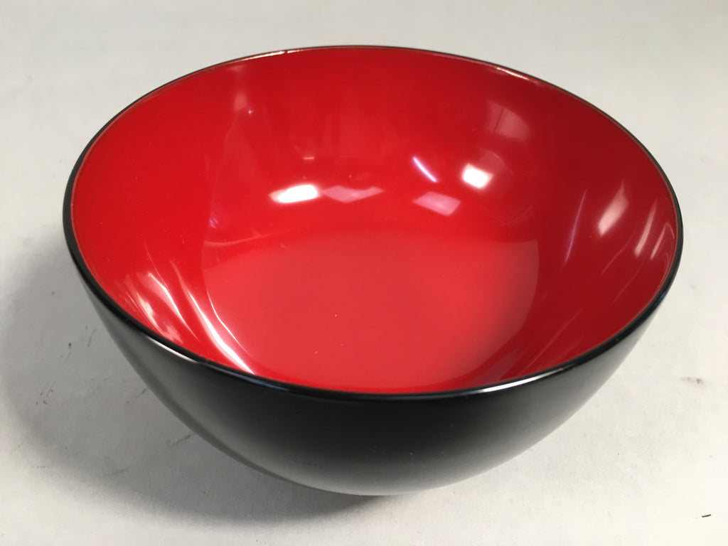 Japanese Lacquer Bowl Vtg Wood Black Red Rice Soup Signed UR473