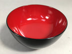 Japanese Lacquer Bowl Vtg Wood Black Red Rice Soup Signed UR473