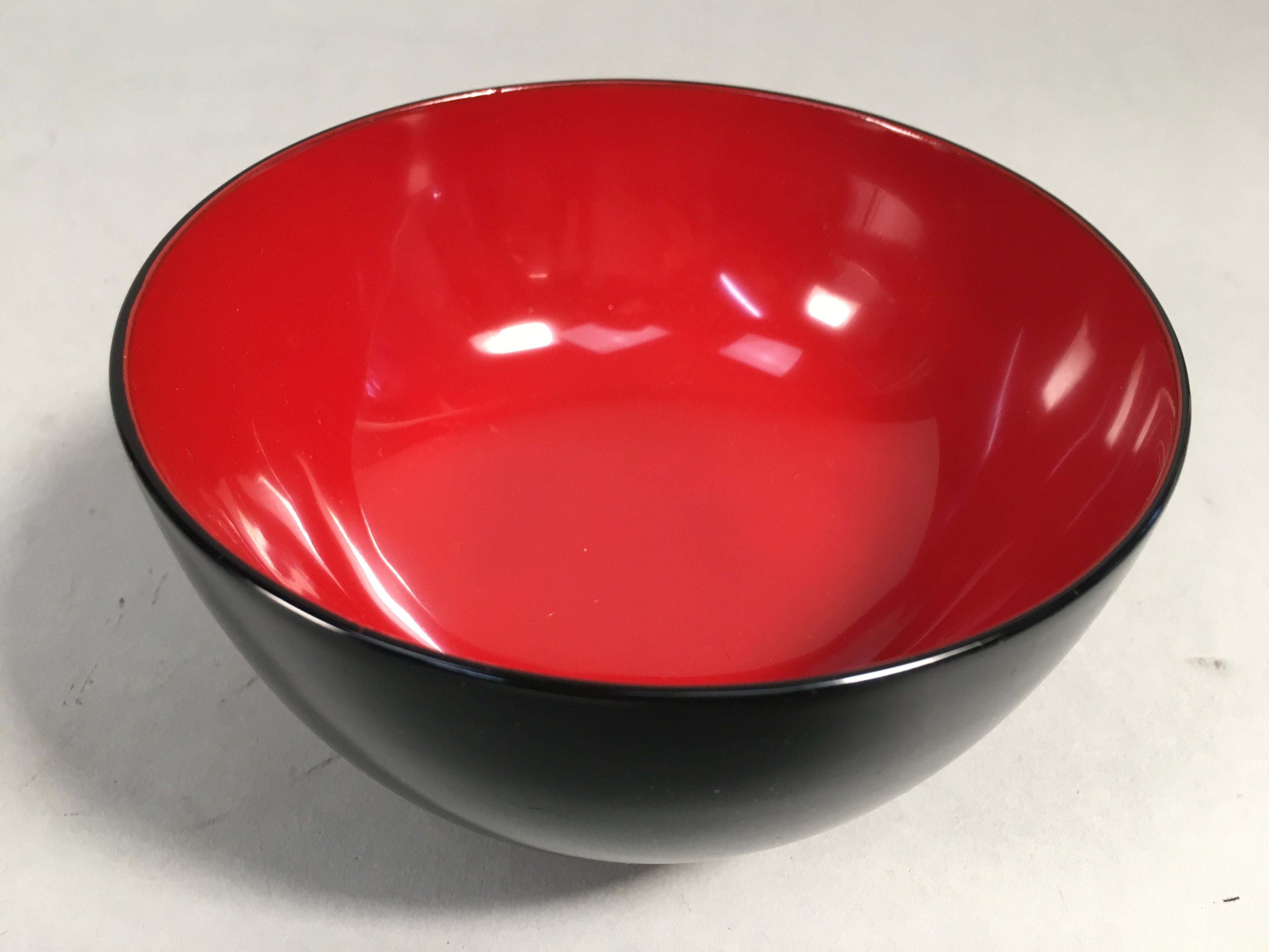 Japanese Lacquer Bowl Vtg Wood Black Red Rice Soup Signed UR473