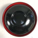 Japanese Lacquer Lidded Bowl Vtg Wood Black Red Rice Soup UR474
