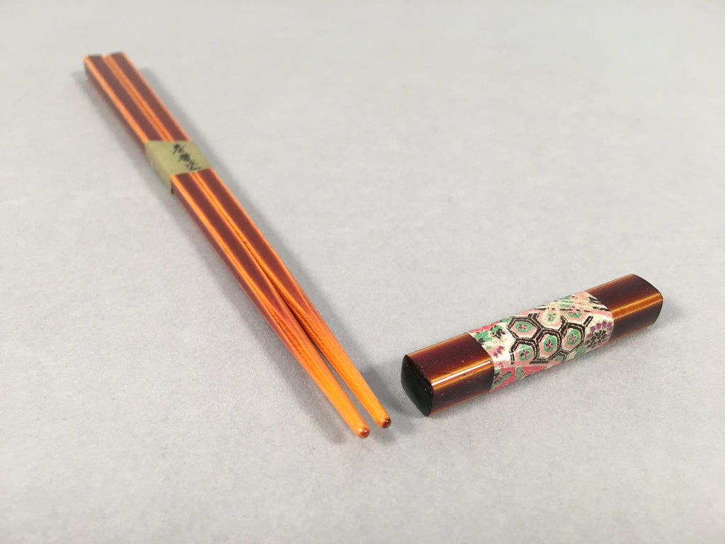 Japanese Lacquer Tray Chopsticks Set Obon Hashi Vtg Shunkei-Nuri PX534