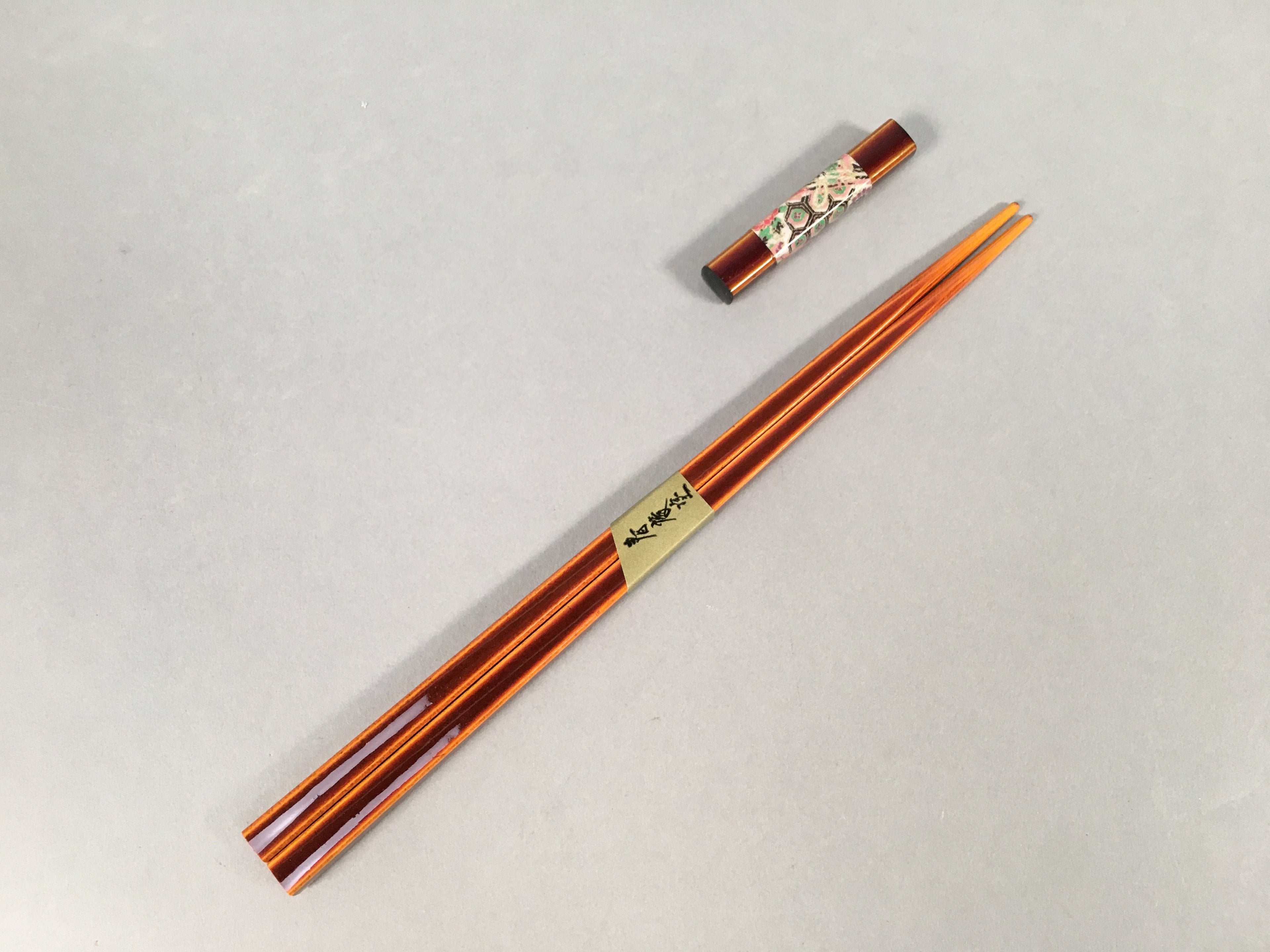 Japanese Lacquer Tray Chopsticks Set Obon Hashi Vtg Shunkei-Nuri PX534