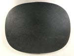 Japanese Lacquer Tray Oval Obon Vtg Wood Bamboo Rim Red Black Nurimono UR467
