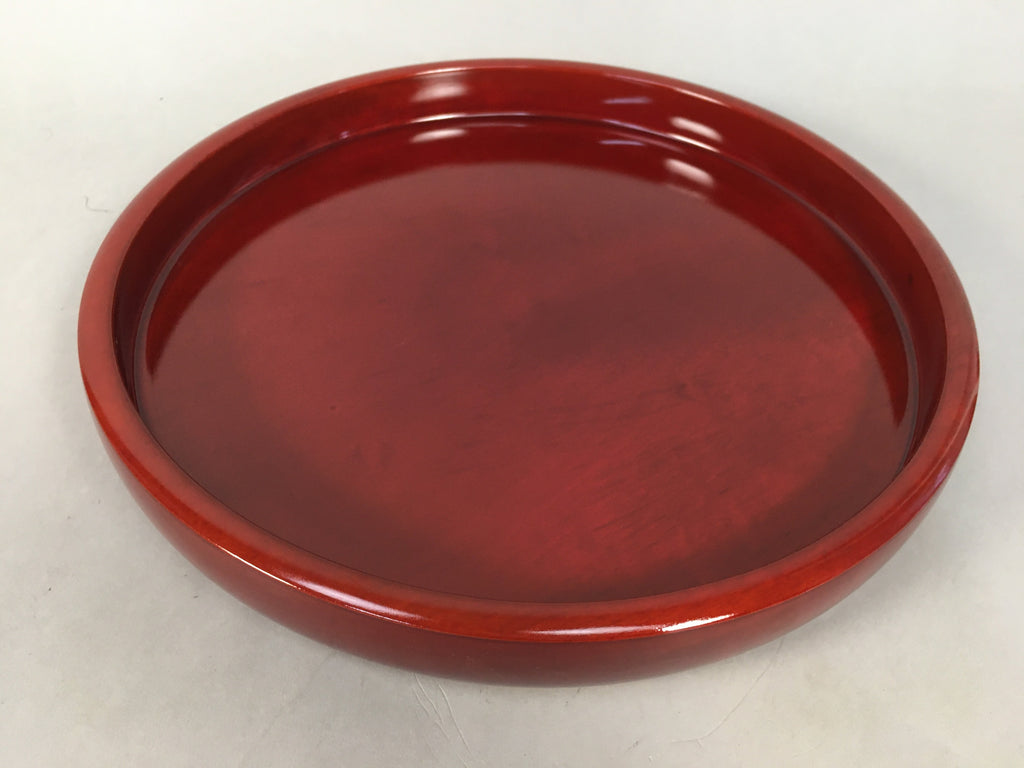 Japanese Lacquer Tray Round Obon Vtg Shunkei-Nuri Nurimono LWB37