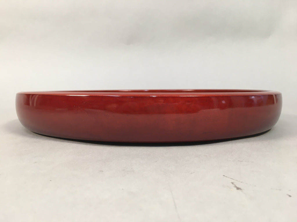 Japanese Lacquer Tray Round Obon Vtg Shunkei-Nuri Nurimono LWB37
