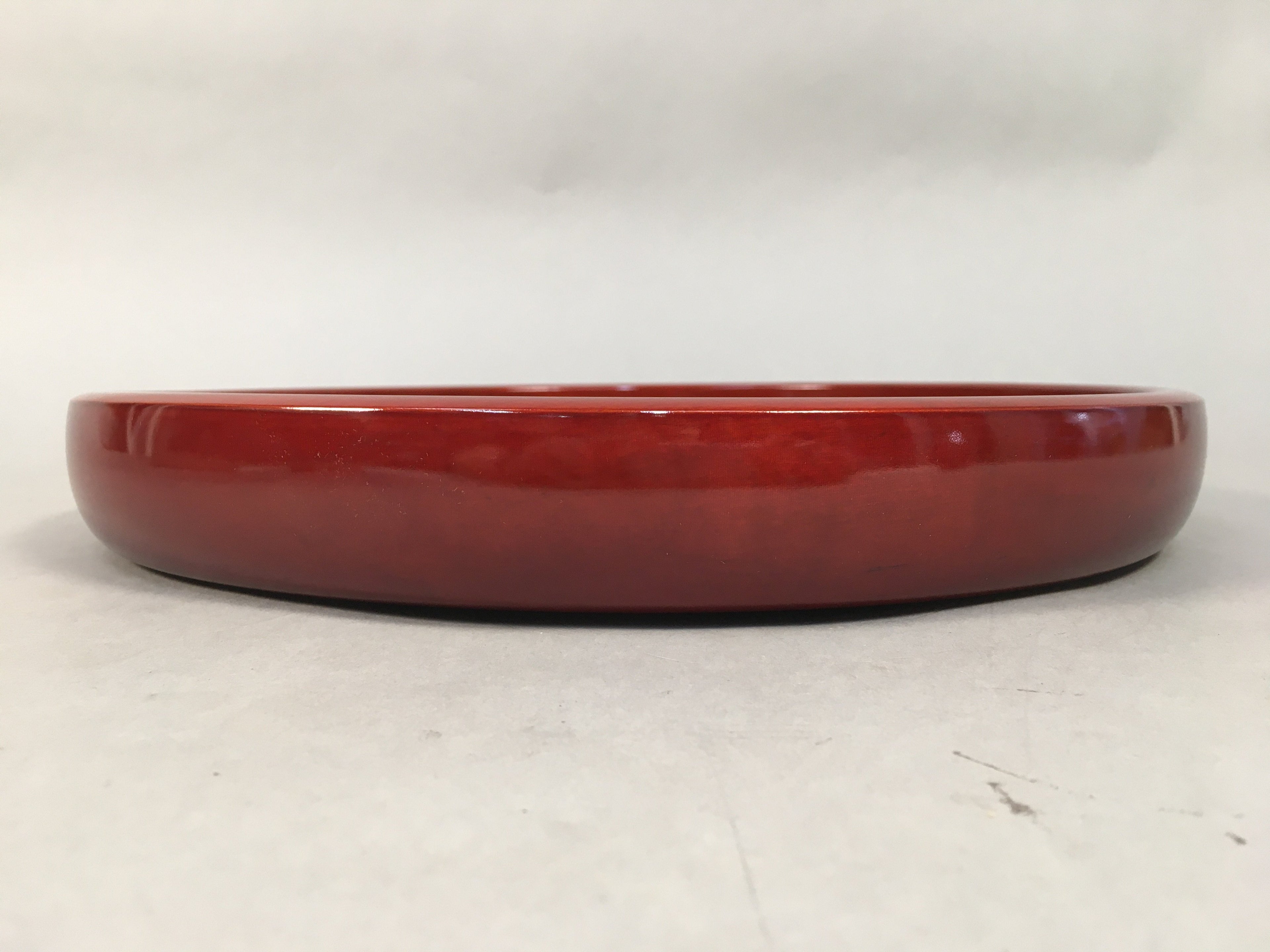 Japanese Lacquer Tray Round Obon Vtg Shunkei-Nuri Nurimono LWB37