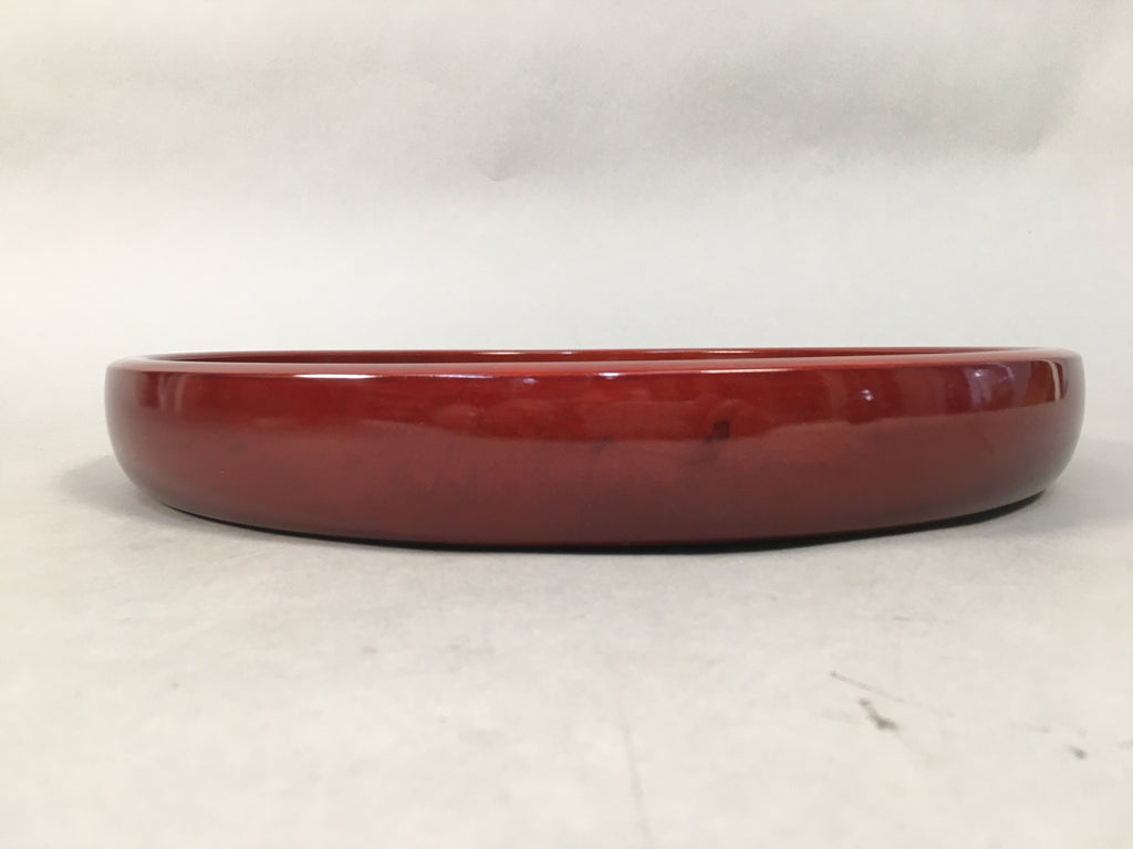 Japanese Lacquer Tray Round Obon Vtg Shunkei-Nuri Nurimono LWB37