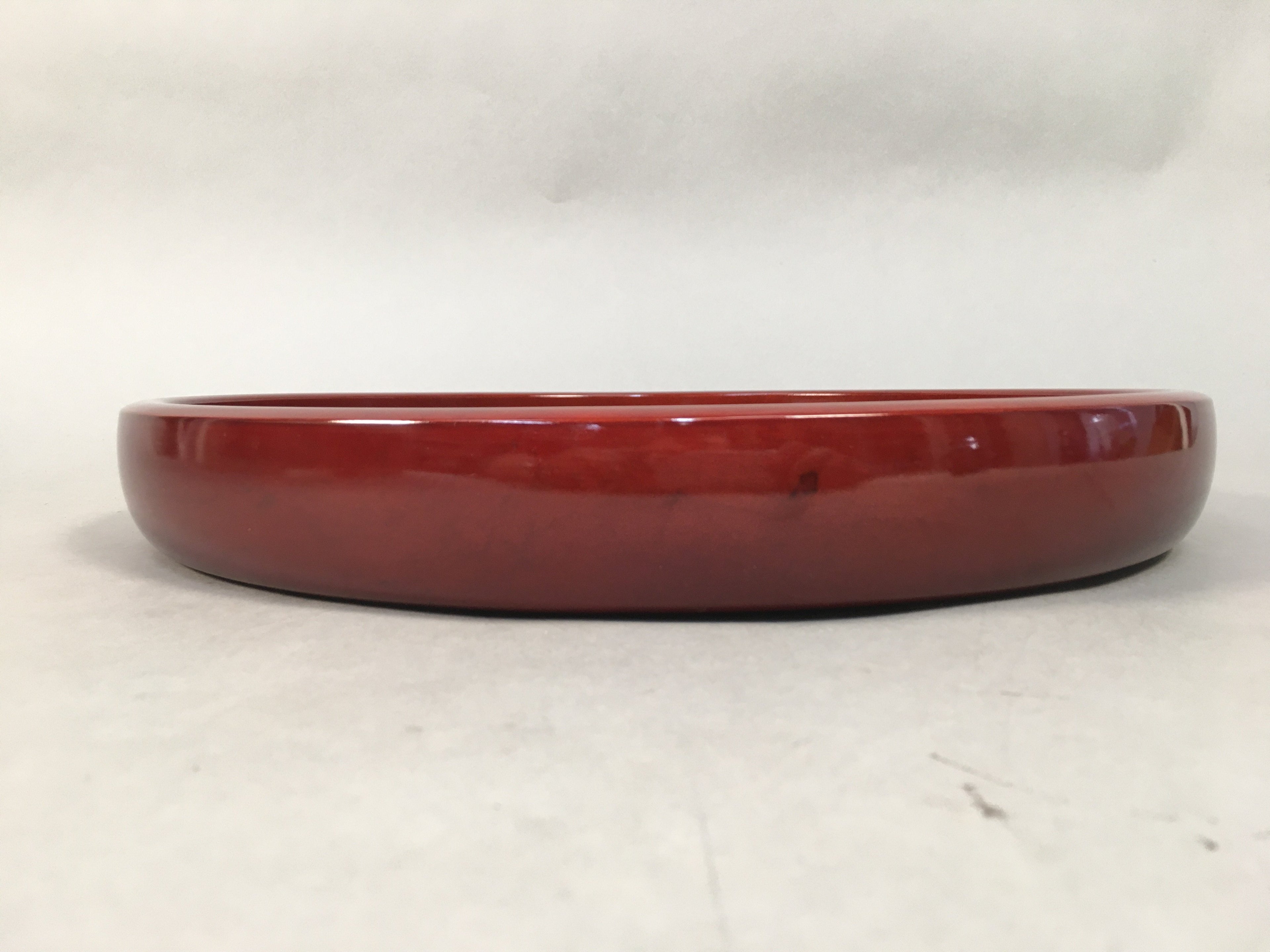 Japanese Lacquer Tray Round Obon Vtg Shunkei-Nuri Nurimono LWB37