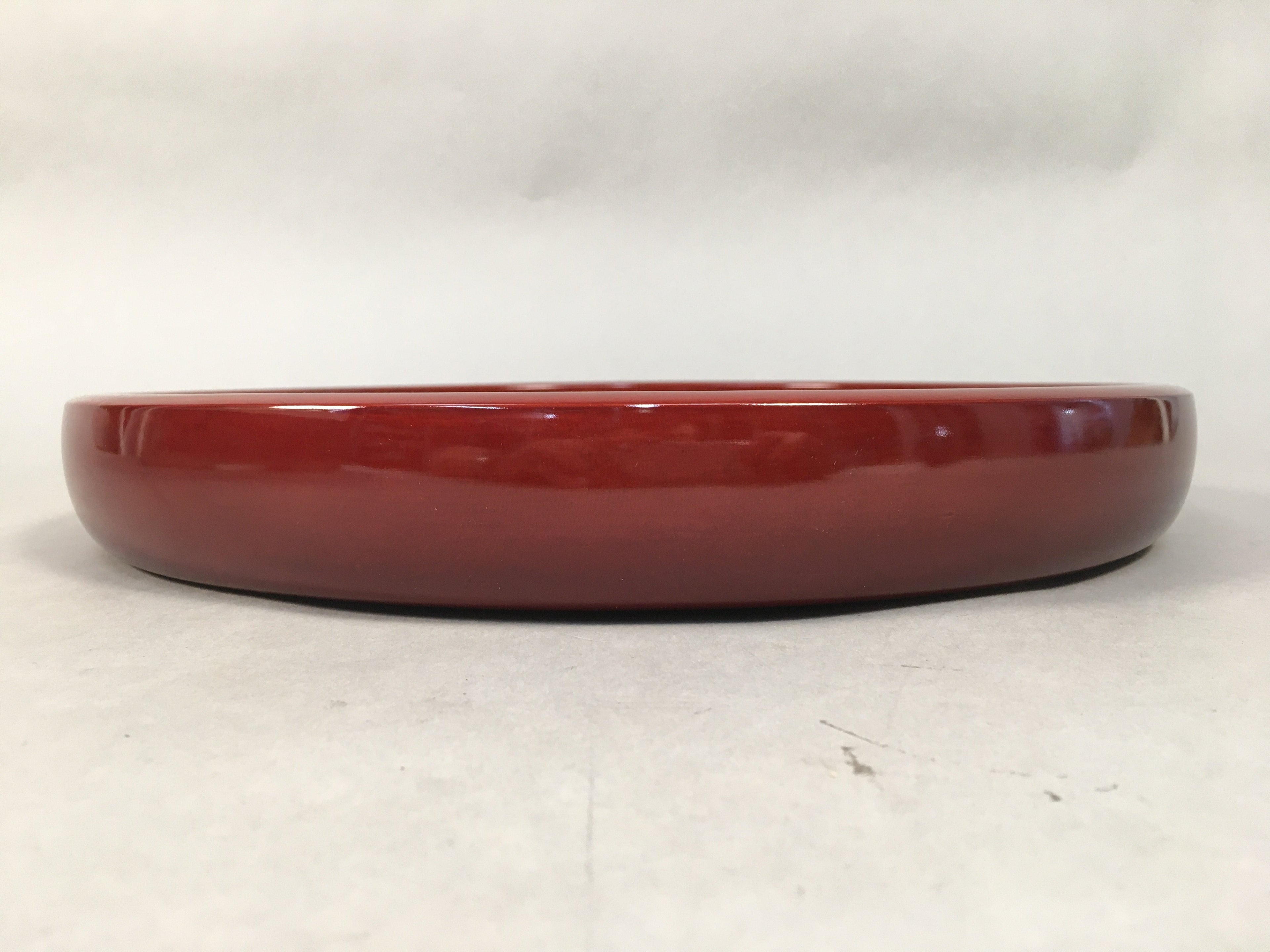 Japanese Lacquer Tray Round Obon Vtg Shunkei-Nuri Nurimono LWB37