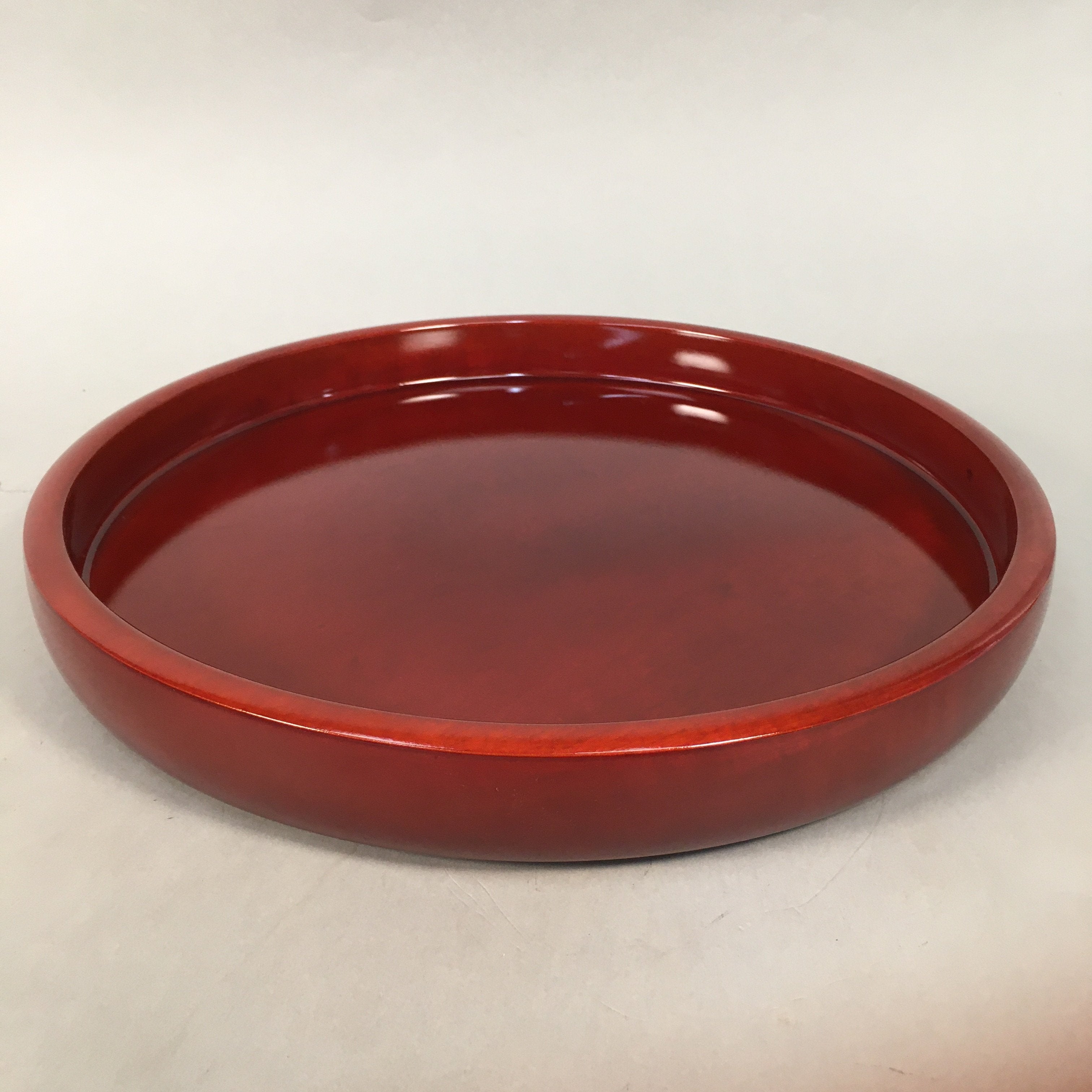 Japanese Lacquer Tray Round Obon Vtg Shunkei-Nuri Nurimono LWB37