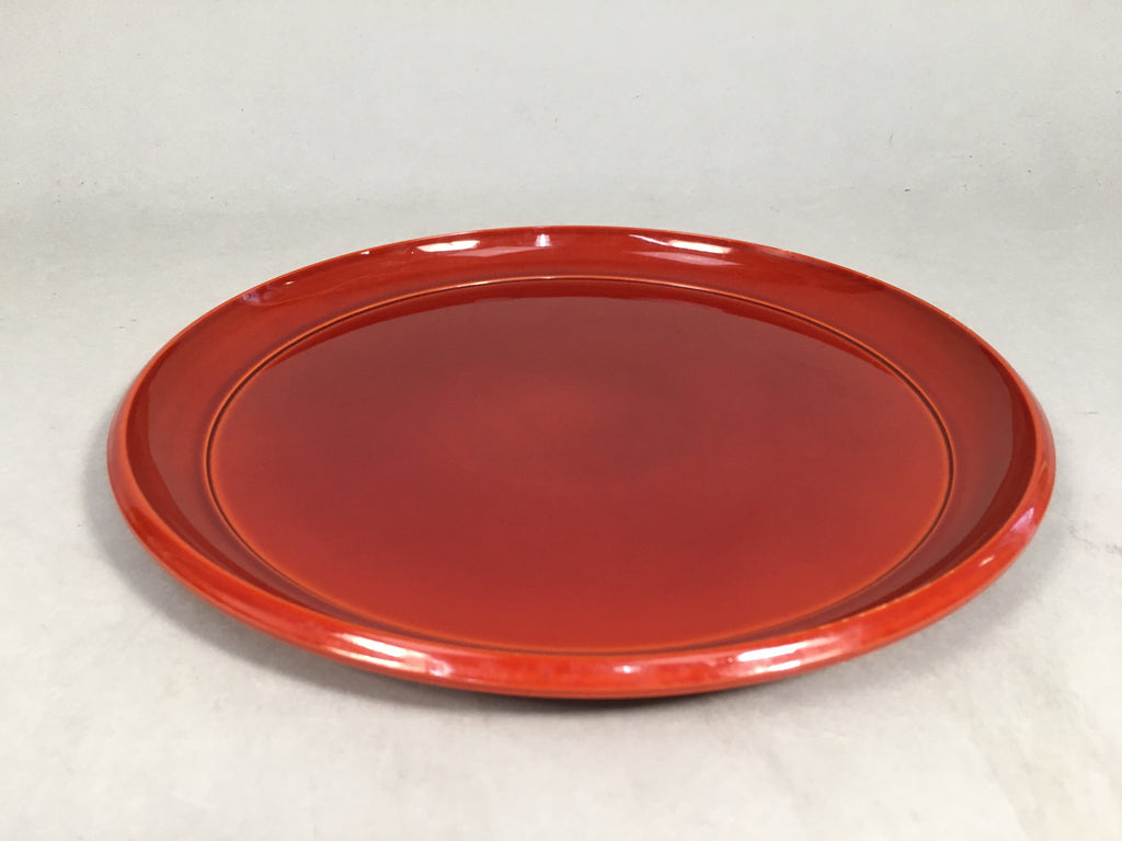 Japanese Lacquer Tray Round Obon Vtg Shunkei-Nuri Nurimono UR426