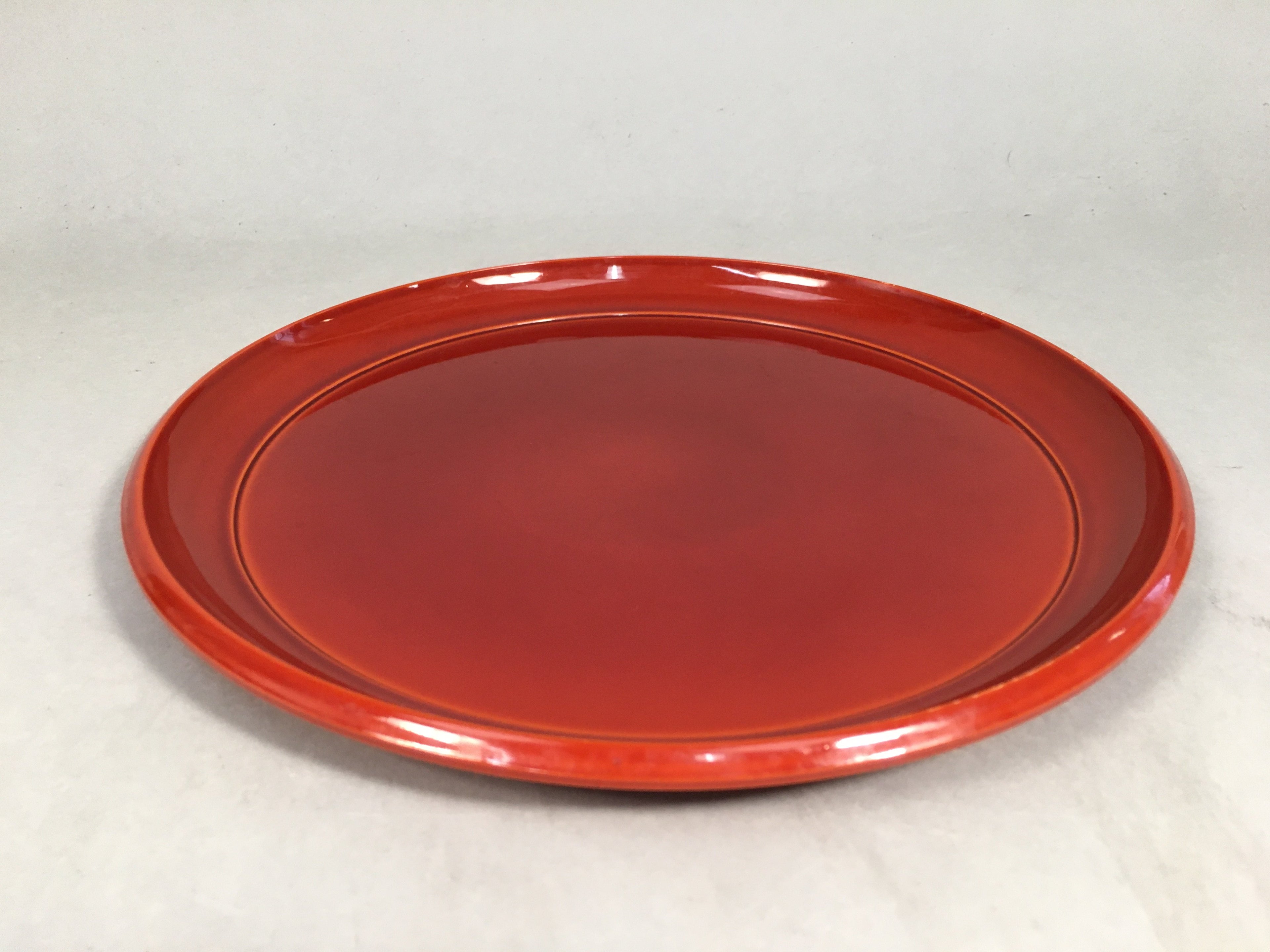 Japanese Lacquer Tray Round Obon Vtg Shunkei-Nuri Nurimono UR426