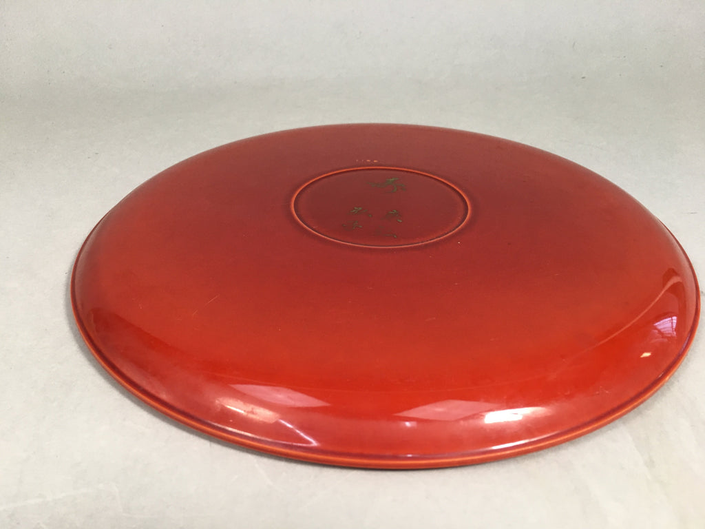 Japanese Lacquer Tray Round Obon Vtg Shunkei-Nuri Nurimono UR426