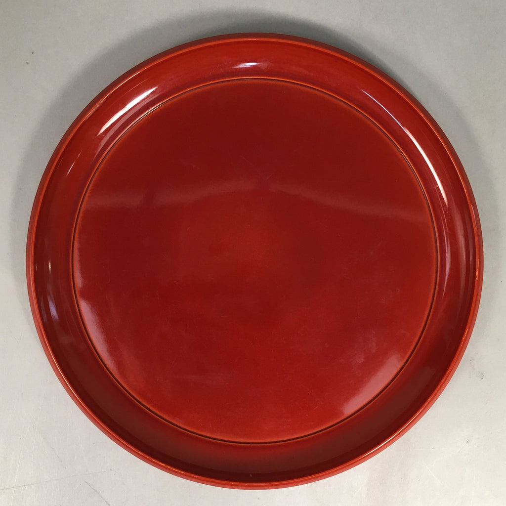 Japanese Lacquer Tray Round Obon Vtg Shunkei-Nuri Nurimono UR426