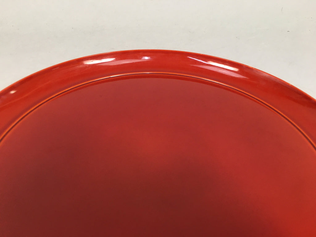 Japanese Lacquer Tray Round Obon Vtg Shunkei-Nuri Nurimono UR426