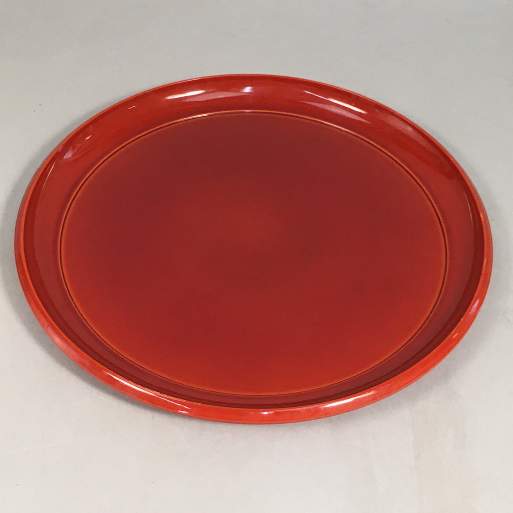Japanese Lacquer Tray Round Obon Vtg Shunkei-Nuri Nurimono UR426