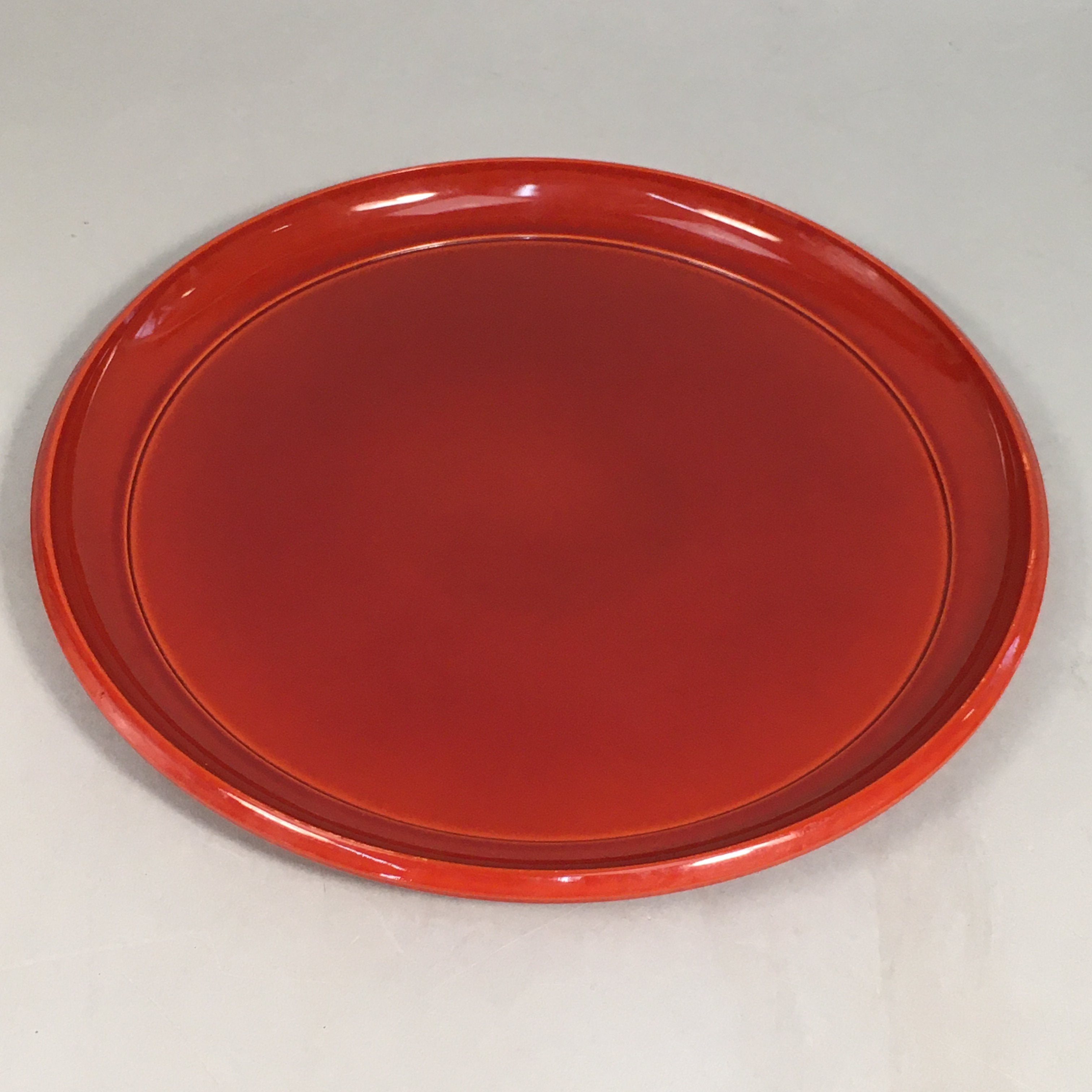 Japanese Lacquer Tray Round Obon Vtg Shunkei-Nuri Nurimono UR426