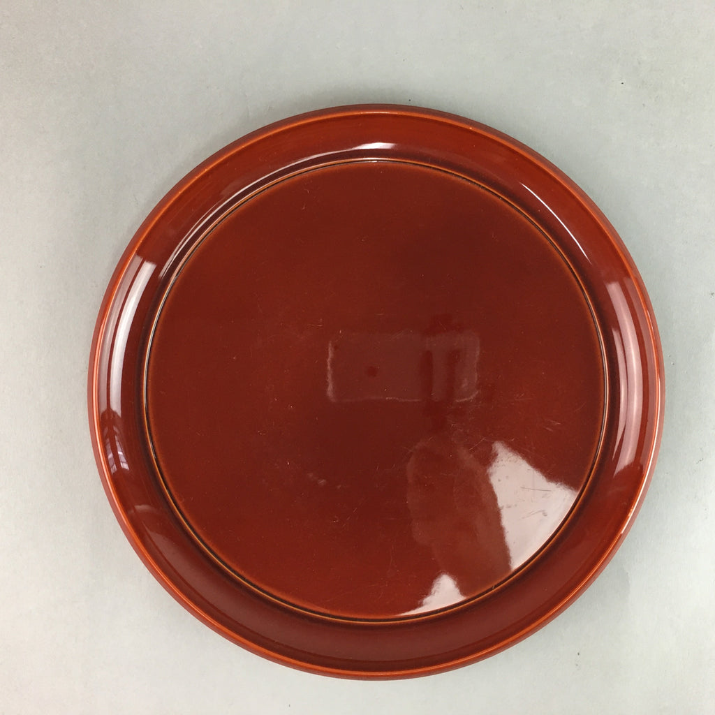 Japanese Lacquer Tray Round Obon Vtg Shunkei-Nuri Replica Nurimono UR347