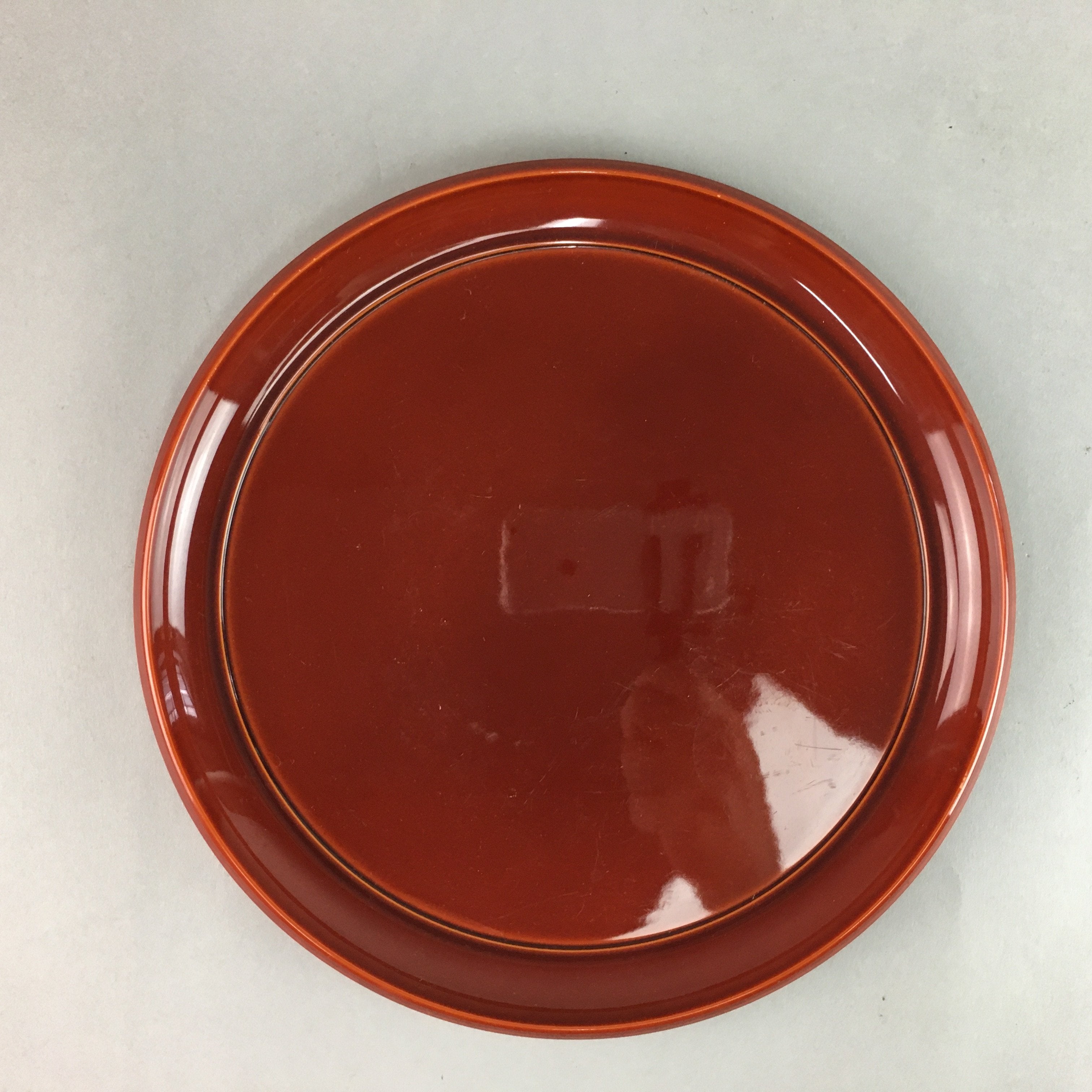 Japanese Lacquer Tray Round Obon Vtg Shunkei-Nuri Replica Nurimono UR347