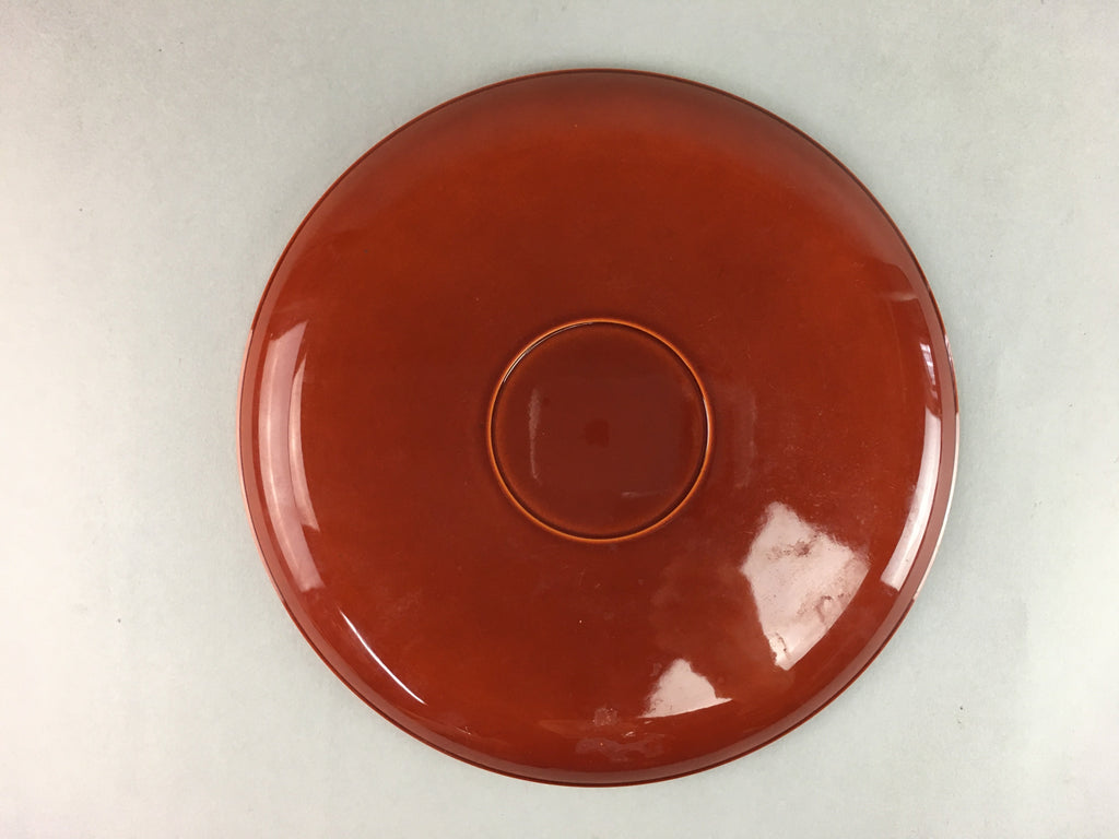 Japanese Lacquer Tray Round Obon Vtg Shunkei-Nuri Replica Nurimono UR347