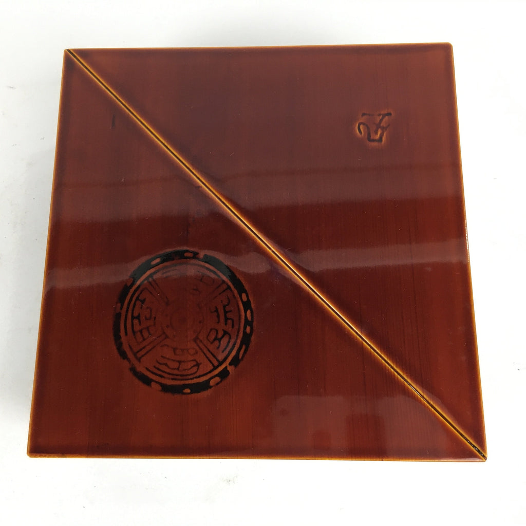 Japanese Lacquer Wooden Shunkei-Nuri Lidded Bento Box Vtg Chopsticks Set UR616