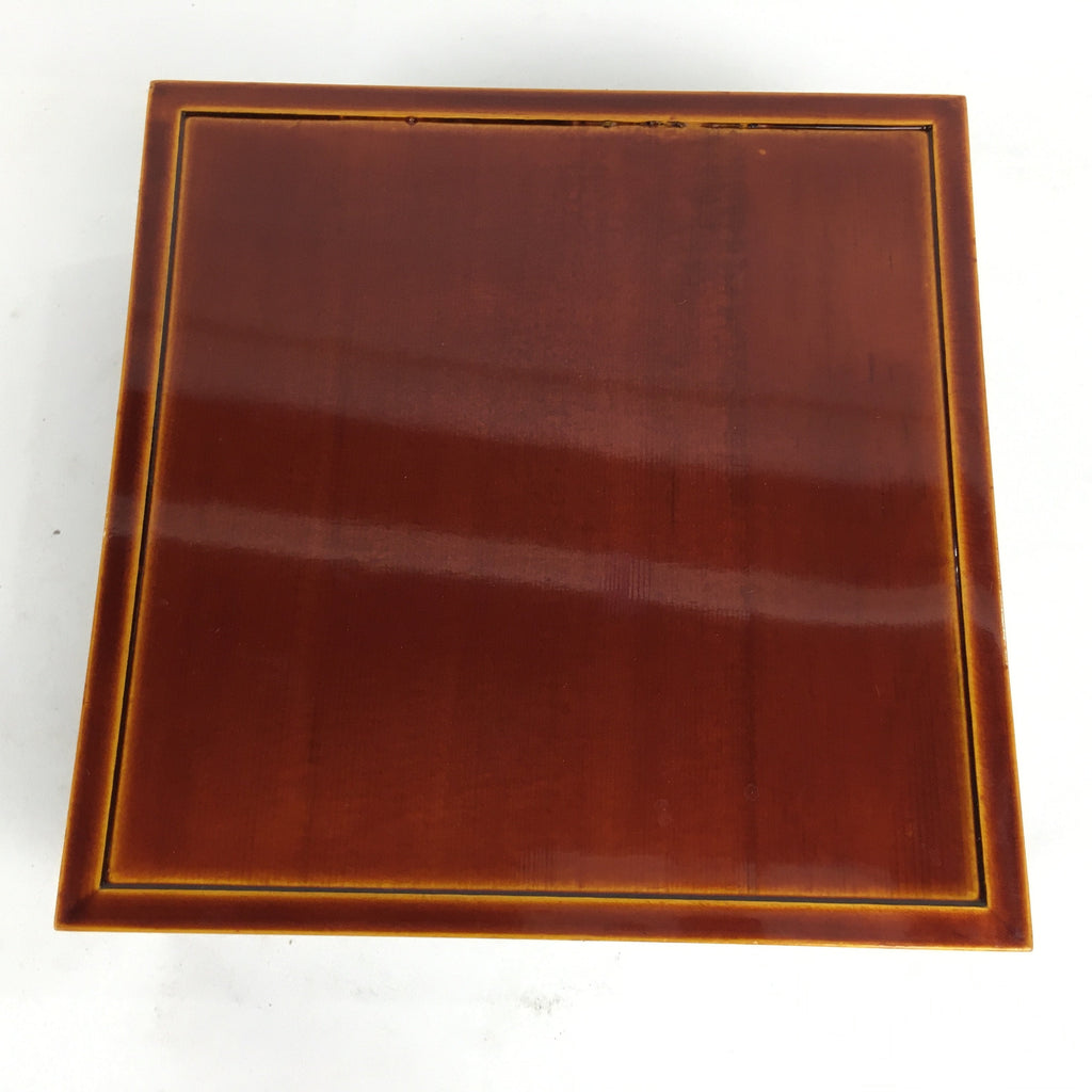 Japanese Lacquer Wooden Shunkei-Nuri Lidded Bento Box Vtg Chopsticks Set UR616