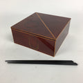 Japanese Lacquer Wooden Shunkei-Nuri Lidded Bento Box Vtg Chopsticks Set UR616