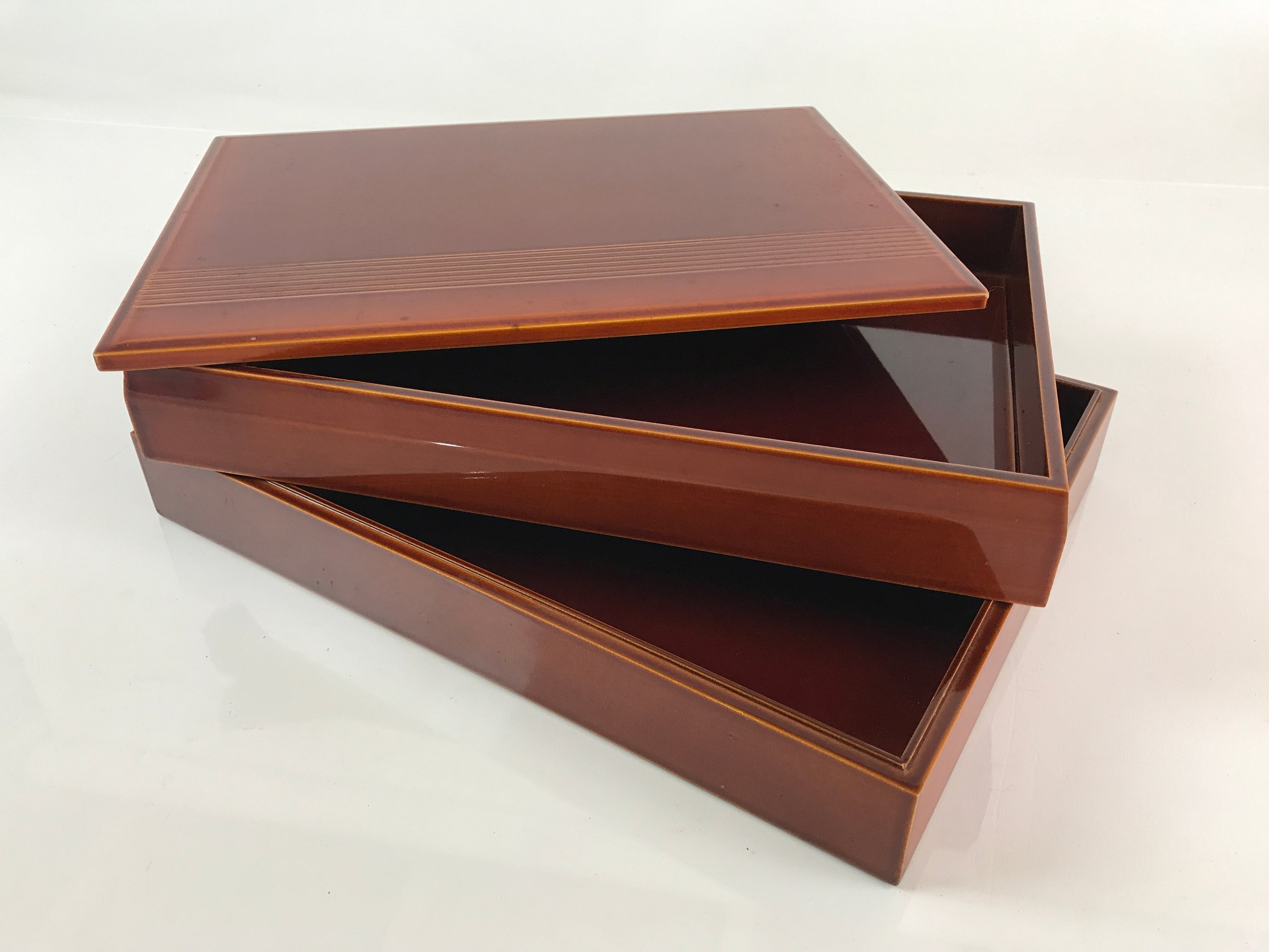 Japanese Lacquer ware Bento Box Vtg Wood Shunkei Nuri Jubako 2 Tier JB77