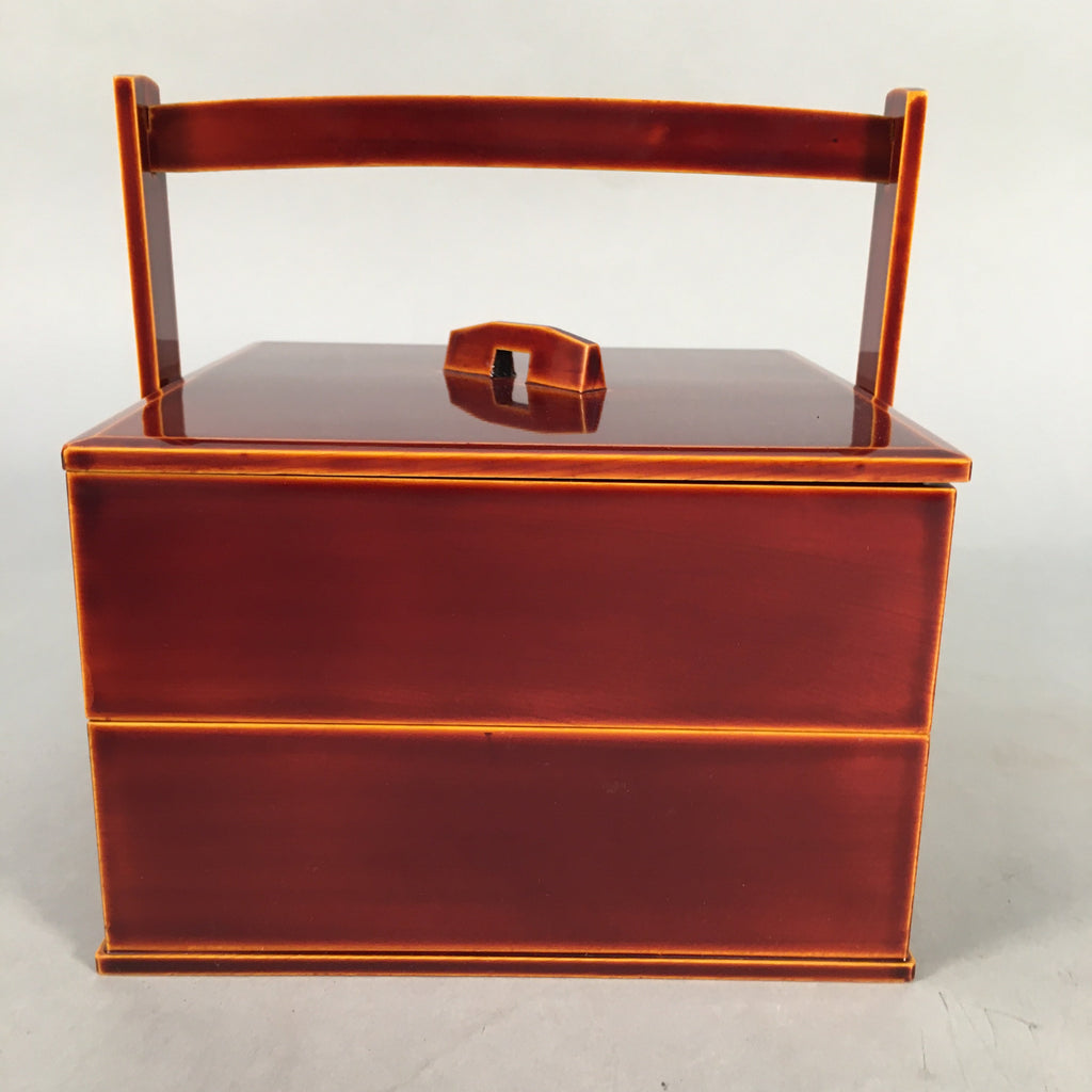 Japanese Lacquer ware Bento Box Vtg Wood Shunkei Nuri Jubako Hashi 2 Tier JB69