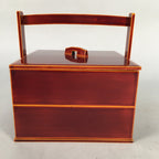 Japanese Lacquer ware Bento Box Vtg Wood Shunkei Nuri Jubako Hashi 2 Tier JB69