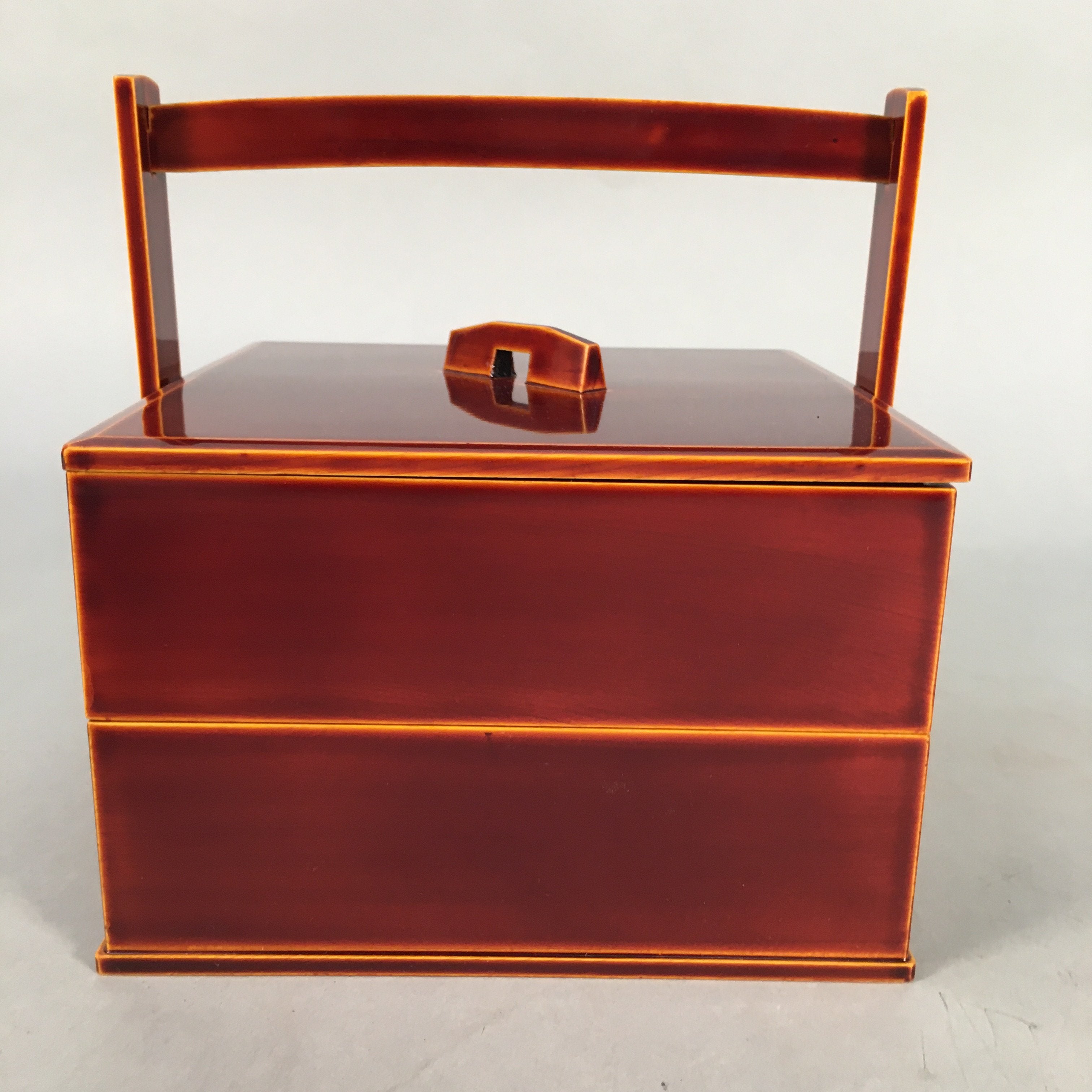 Japanese Lacquer ware Bento Box Vtg Wood Shunkei Nuri Jubako Hashi 2 Tier JB69