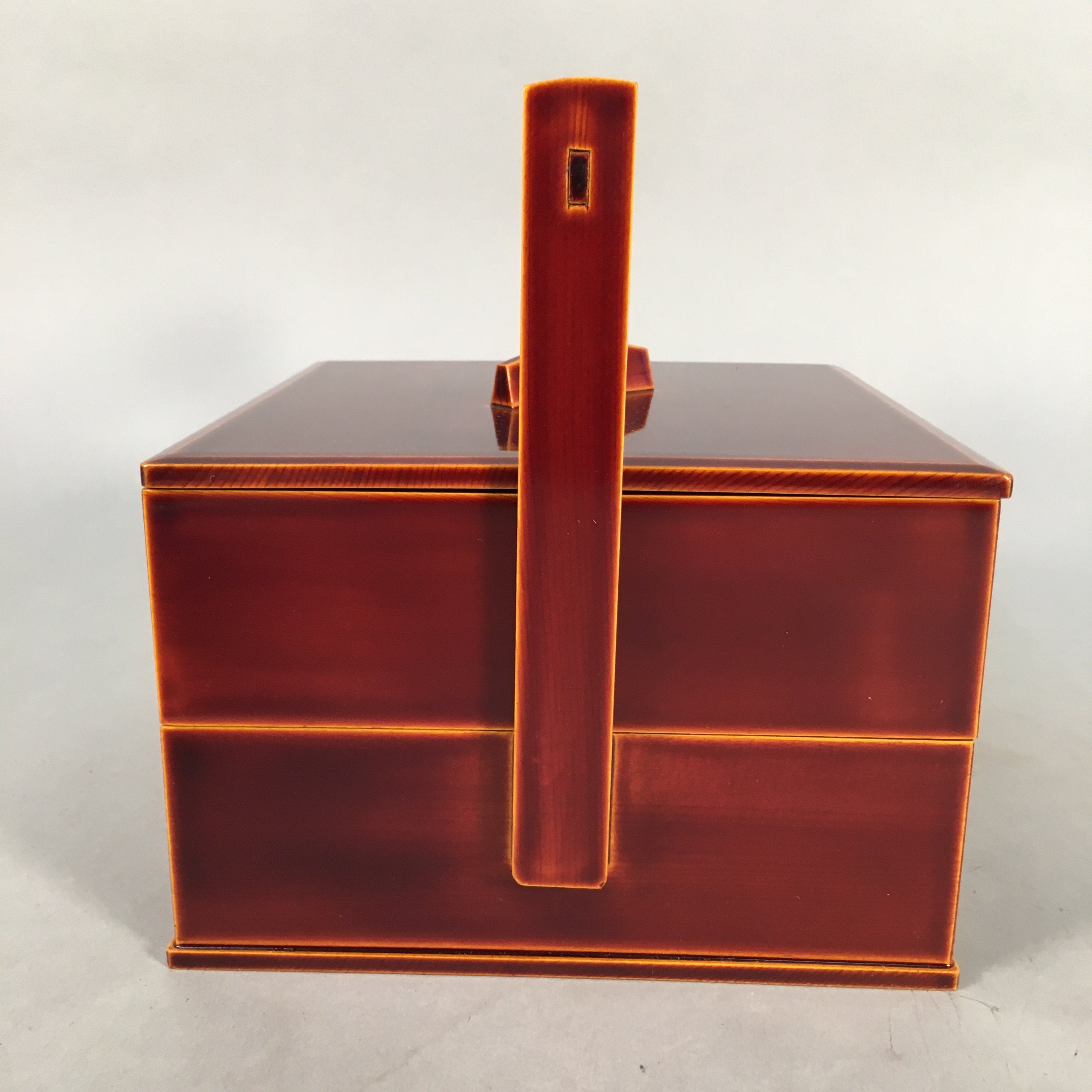 Japanese Lacquer ware Bento Box Vtg Wood Shunkei Nuri Jubako Hashi 2 Tier JB69