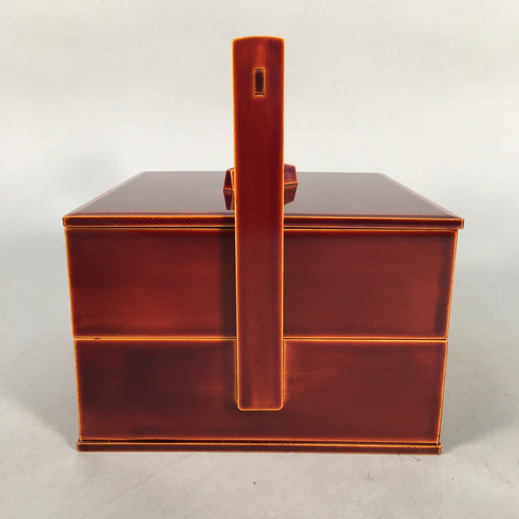Japanese Lacquer ware Bento Box Vtg Wood Shunkei Nuri Jubako Hashi 2 Tier JB69