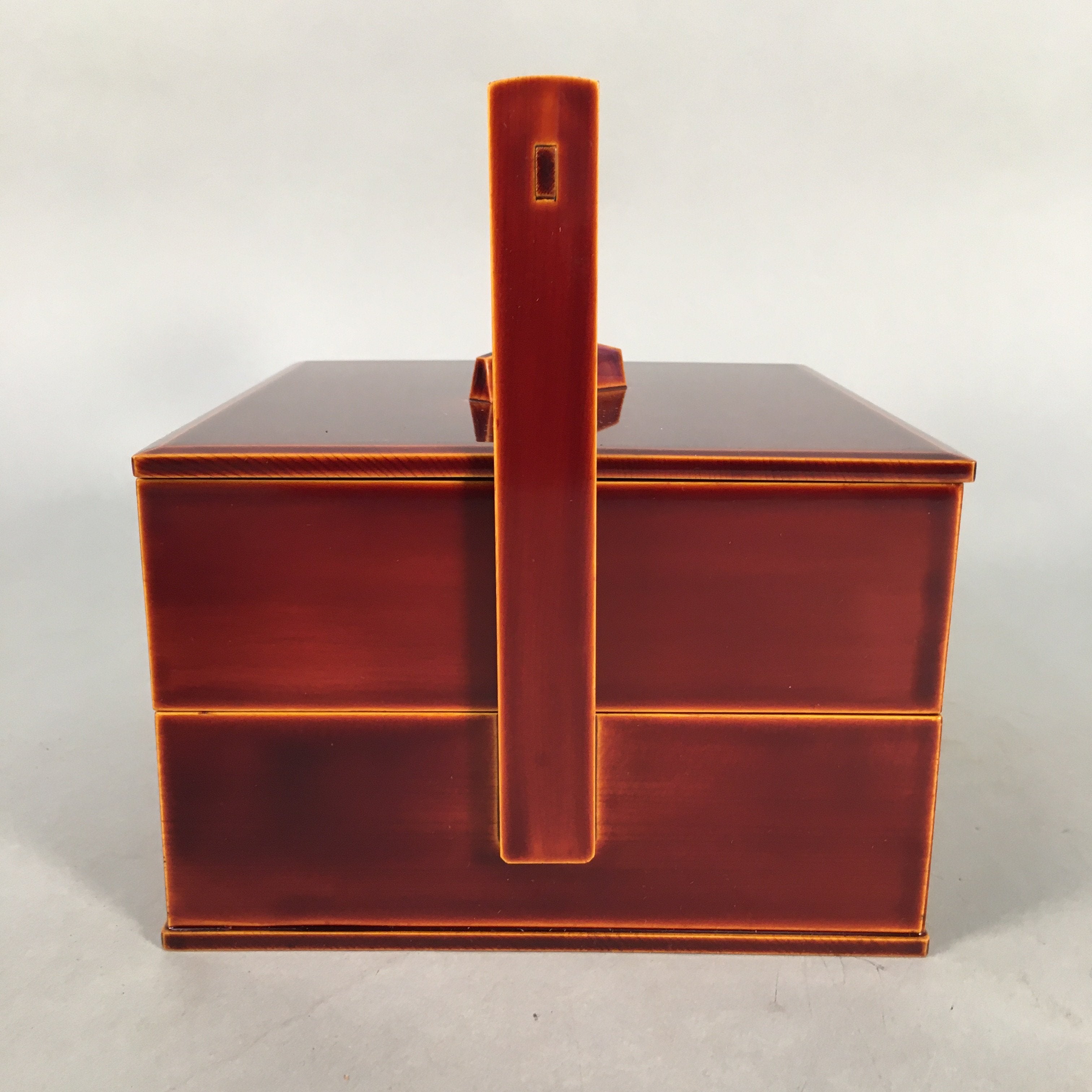 Japanese Lacquer ware Bento Box Vtg Wood Shunkei Nuri Jubako Hashi 2 Tier JB69