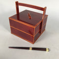 Japanese Lacquer ware Bento Box Vtg Wood Shunkei Nuri Jubako Hashi 2 Tier JB69