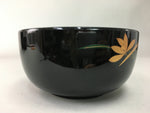 Japanese Lacquer ware Bowl Replica Vtg Black Gold Makie Noodle Rice UR312