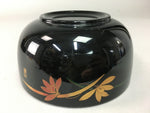 Japanese Lacquer ware Bowl Replica Vtg Black Gold Makie Noodle Rice UR312