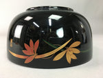 Japanese Lacquer ware Bowl Replica Vtg Black Gold Makie Noodle Rice UR312