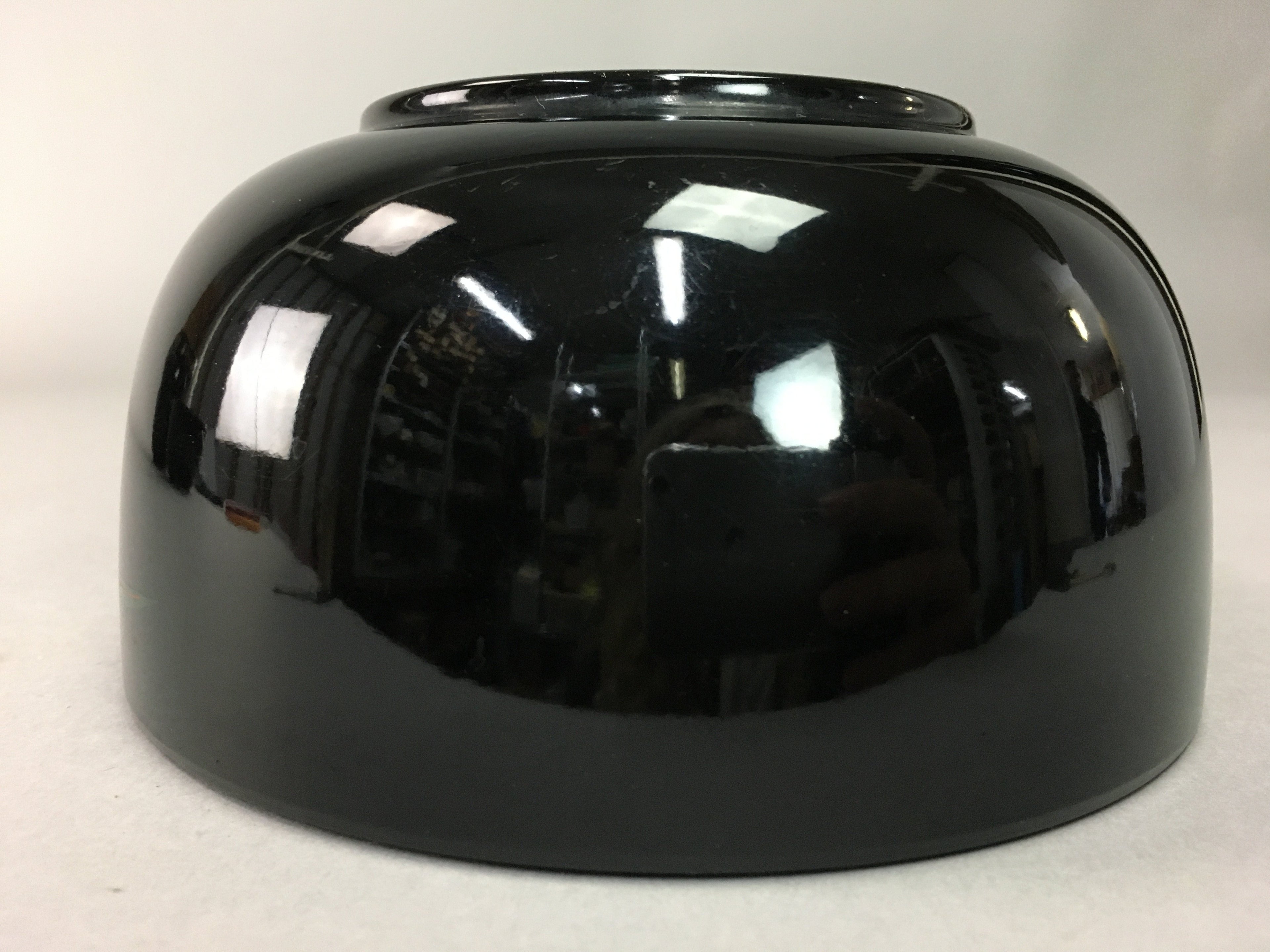 Japanese Lacquer ware Bowl Replica Vtg Black Gold Makie Noodle Rice UR312